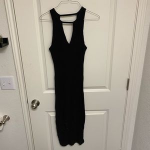 Socialite brand ribbed black v neck dress